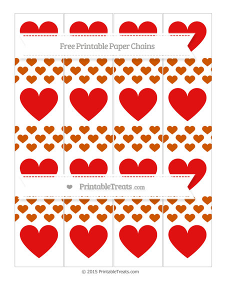 Burnt Orange Heart Pattern Heart Paper Chains — Printable Treats.com