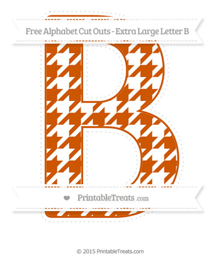 free burnt orange houndstooth pattern extra large capital letter b cut