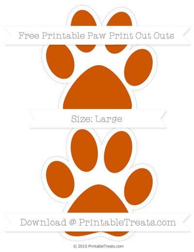 Free Burnt Orange Large Paw Print Cut Outs
