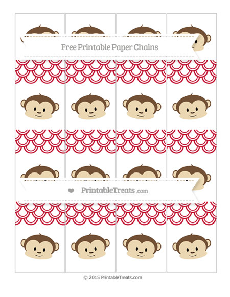 Cardinal Red Fish Scale Pattern Boy Monkey Paper Chains — Printable ...