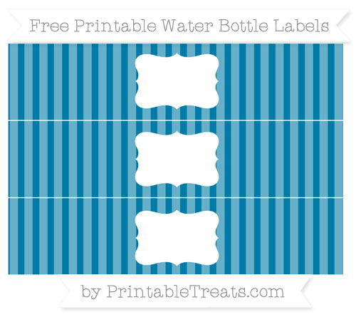 Cerulean Blue Striped DIY Water Bottle Labels — Printable Treats.com