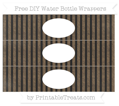 Free Coyote Brown Striped Chalk Style DIY Water Bottle Wrappers