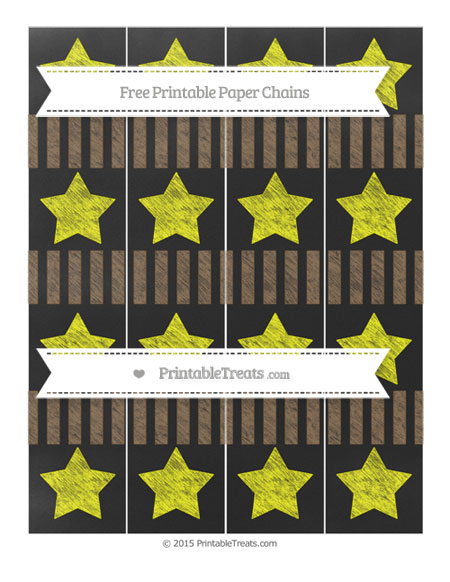 Coyote Brown Striped Chalk Style Star Paper Chains — Printable Treats.com