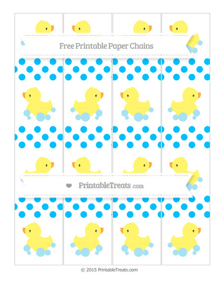 Deep Sky Blue Dotted Pattern Baby Duck Paper Chains — Printable Treats.com