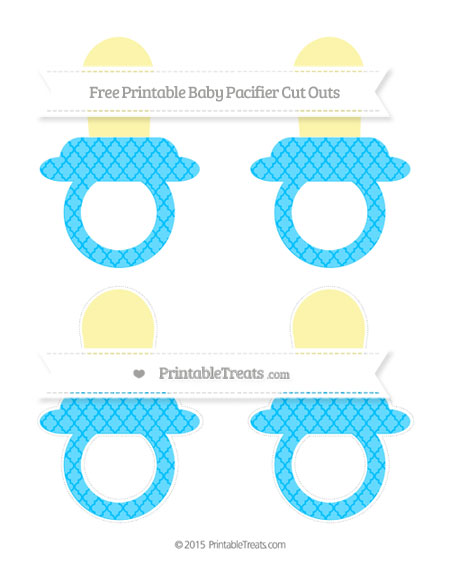 Deep Sky Blue Moroccan Tile Medium Baby Pacifier Cut Outs — Printable ...