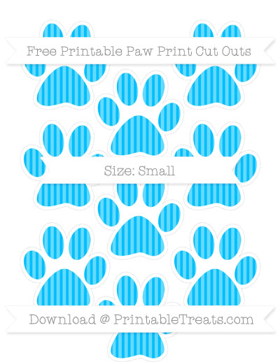 Free Deep Sky Blue Striped Small Paw Print Cut Outs