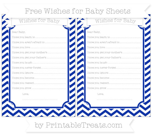 Free Egyptian Blue Chevron Wishes for Baby Sheets