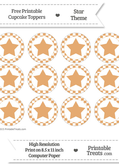 Free Fawn Checker Pattern Star Cupcake Toppers — Printable Treats.com