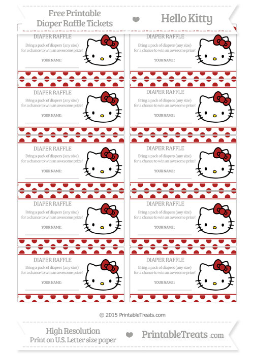 Hello Kitty Raffle Tickets Free Fire Brick Red Polka Dot Hello Kitty Diaper Raffle Tickets ...