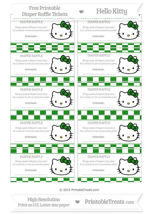 Hello Kitty Raffle Tickets Free Forest Green Checker Pattern Hello Kitty Diaper Raffle Tickets ...
