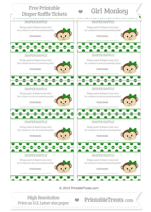 Free Forest Green Polka Dot Girl Monkey Diaper Raffle Tickets ...