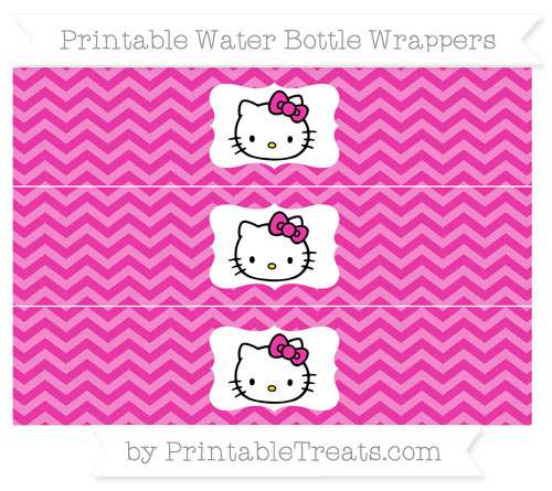 free hot pink chevron hello kitty water bottle wrappers printable