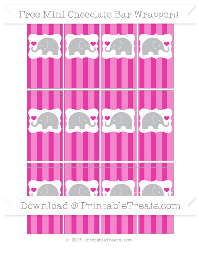 Free Hot Pink Striped Elephant Mini Chocolate Bar Wrappers