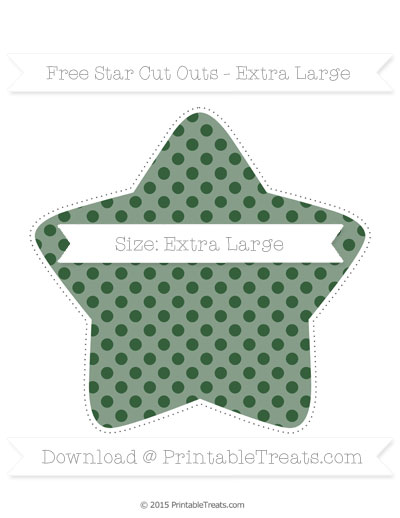 Hunter Green Polka Dot Extra Large Star Cut Outs — Printable Treats.com