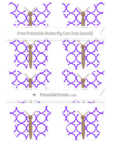 Free Indigo Quatrefoil Pattern Small Smiley Butterfly Cut Outs