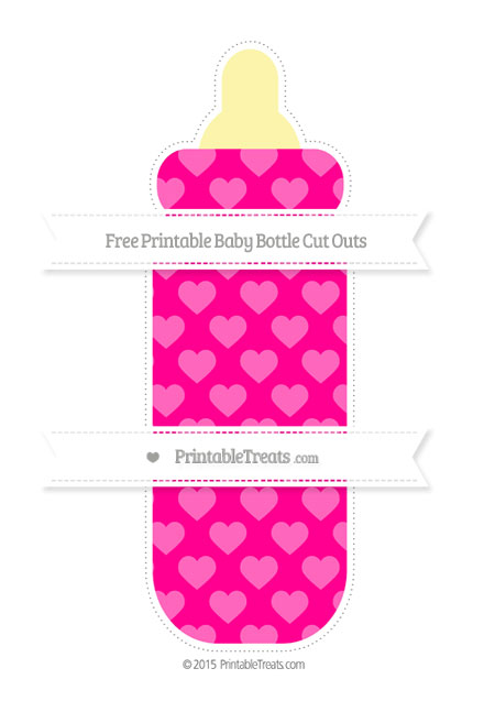 Magenta Heart Pattern Extra Large Baby Bottle Cut Outs — Printable ...