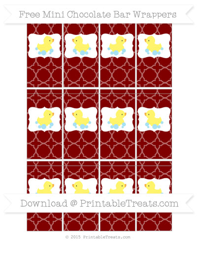 Maroon Quatrefoil Pattern Baby Duck Mini Chocolate Bar Wrappers ...