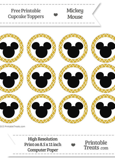 Free Metallic Gold Moroccan Tile Mickey Mouse Cupcake Toppers ...