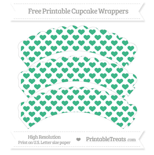 Wrapper Heart Print Free Mint Green Heart Pattern Scalloped Cupcake Wrappers — Printable ...