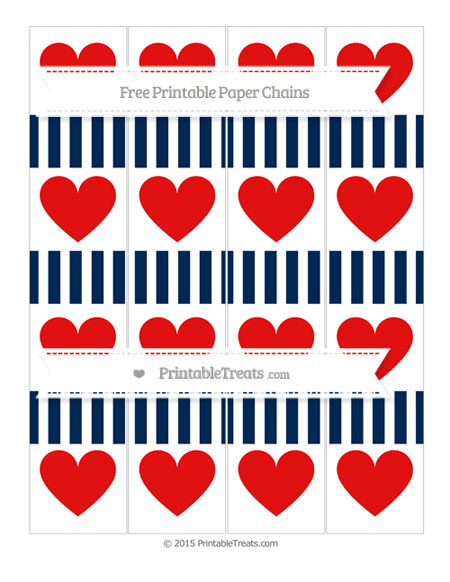 Blue Paper Chain Navy Blue Striped Heart Paper Chains — Printable Treats.com