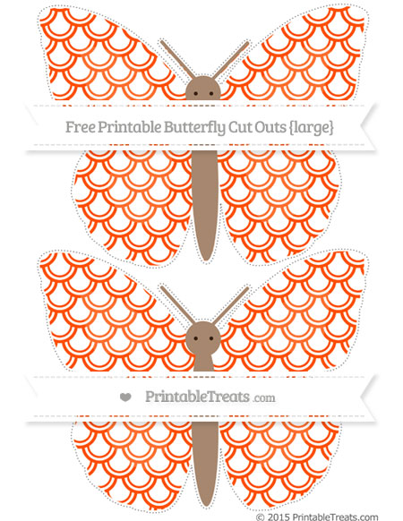 Free Orange Fish Scale Pattern Large Butterfly Cut Outs — Printable ...