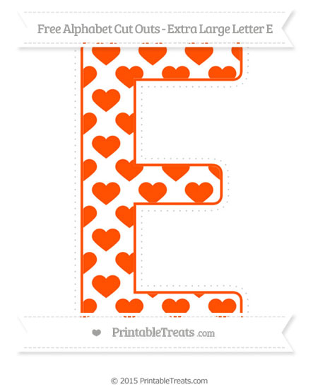 free orange heart pattern extra large capital letter e cut outs