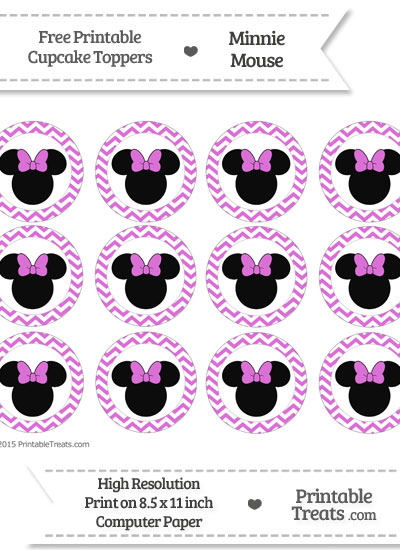 Free Orchid Chevron Minnie Mouse Cupcake Toppers — Printable Treats.com