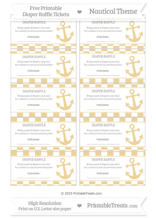 Free Pastel Bright Orange Checker Pattern Nautical Diaper Raffle ...