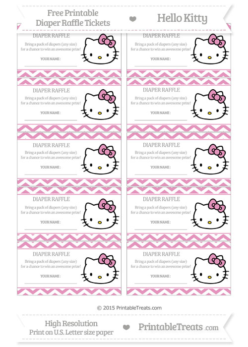 Hello Kitty Raffle Tickets Free Pastel Bubblegum Pink Chevron Hello Kitty Diaper Raffle Tickets ...