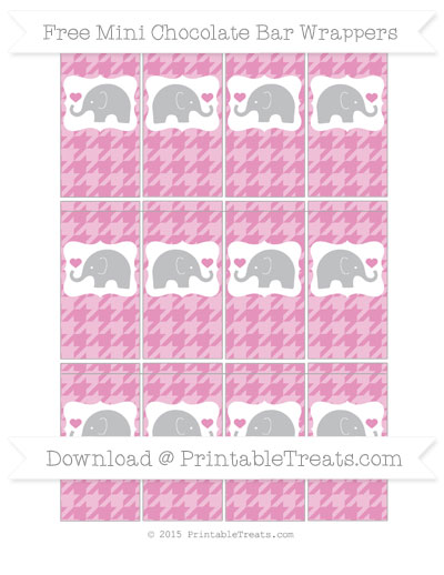 Pastel Bubblegum Pink Houndstooth Pattern Elephant Mini Chocolate Bar ...