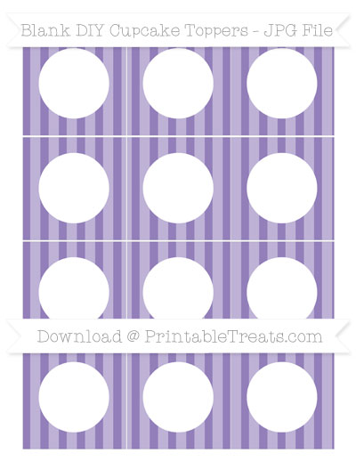 Pastel Dark Plum Striped Blank DIY Cupcake Toppers — Printable Treats.com