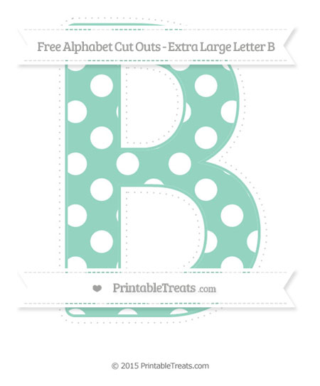 free pastel green polka dot extra large capital letter b cut outs