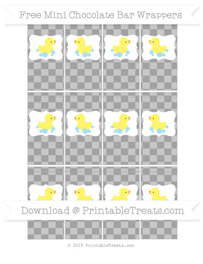 Pastel Grey Checker Pattern Baby Duck Mini Chocolate Bar Wrappers ...