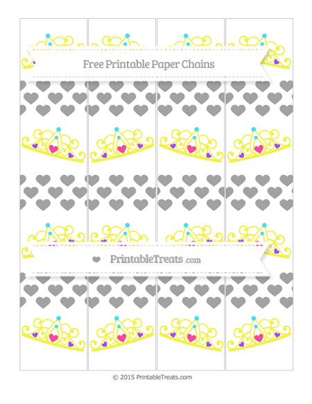 Pastel Grey Heart Pattern Princess Tiara Paper Chains — Printable ...