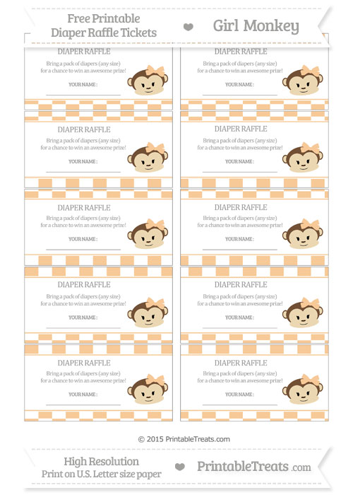 Free Pastel Light Orange Checker Pattern Girl Monkey Diaper Raffle ...