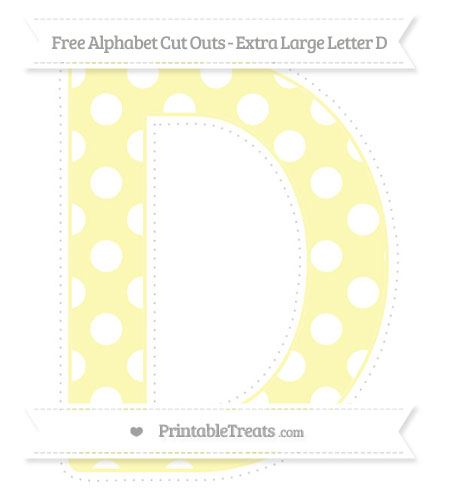 free pastel light yellow polka dot extra large capital letter d cut