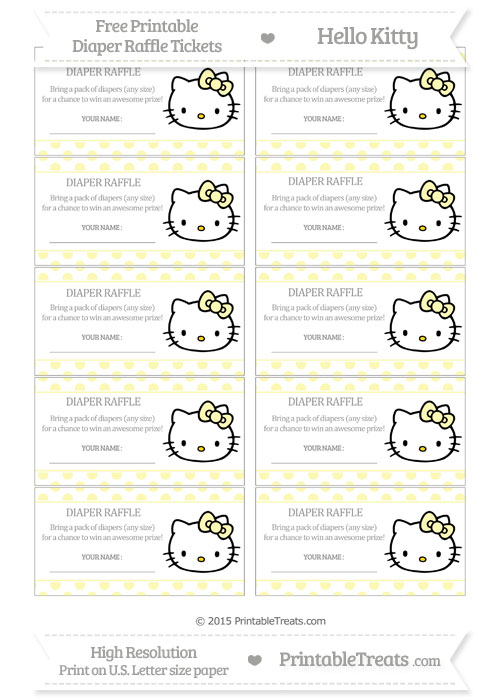 Hello Kitty Raffle Tickets Free Pastel Light Yellow Polka Dot Hello Kitty Diaper Raffle Tickets ...