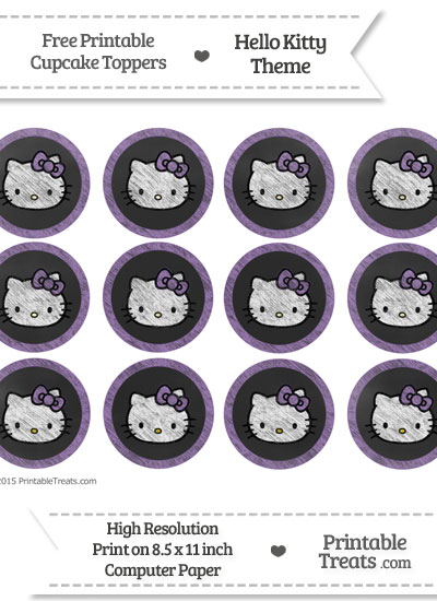 Free Pastel Plum Chalk Theme Hello Kitty Cupcake Toppers — Printable ...