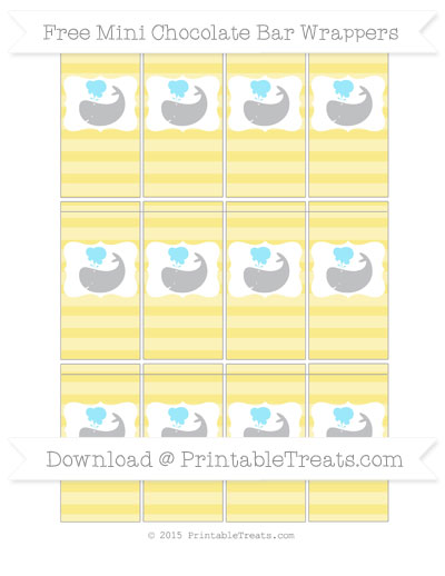 Pastel Yellow Horizontal Striped Whale Mini Chocolate Bar Wrappers