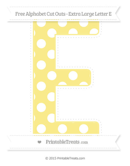 free pastel yellow polka dot extra large capital letter e cut outs