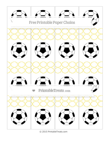 Free Pastel Yellow Quatrefoil Pattern Soccer Paper Chains