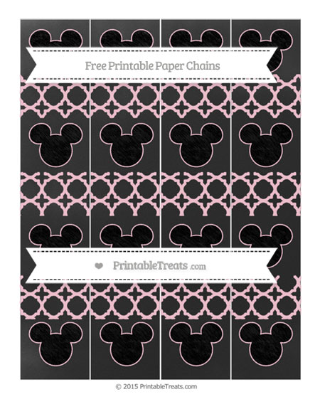 Free Pink Quatrefoil Pattern Chalk Style Mickey Mouse Paper Chains