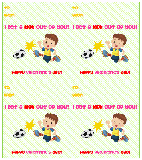 free printable soccer valentines cards