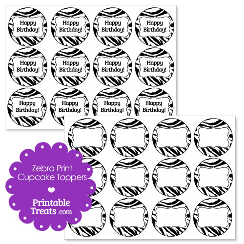 free printable zebra print cupcake toppers printable