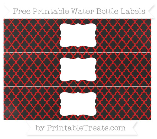 Red Moroccan Tile Chalk Style DIY Water Bottle Labels — Printable ...