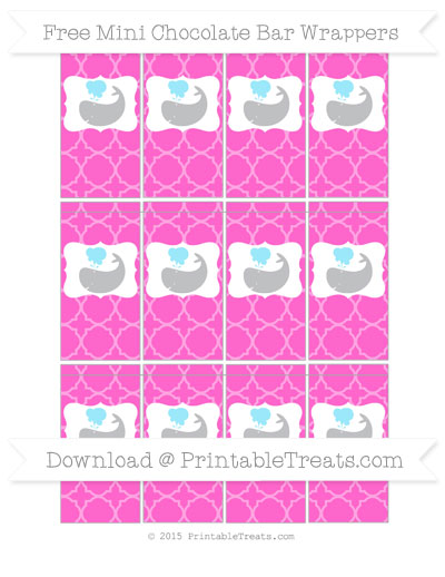 Rose Pink Quatrefoil Pattern Whale Mini Chocolate Bar Wrappers ...