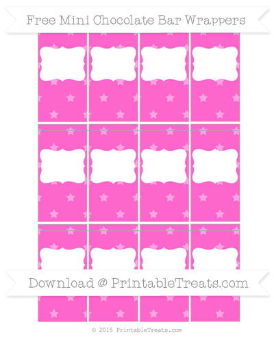 Rose Pink Star Pattern DIY Mini Chocolate Bar Wrappers — Printable ...