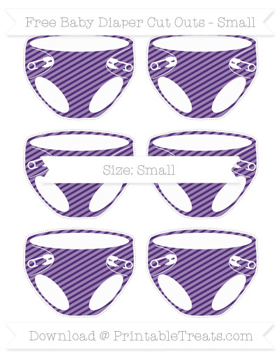 Royal Purple Diagonal Striped Small Baby Diaper Cut Outs — Printable Treats.com