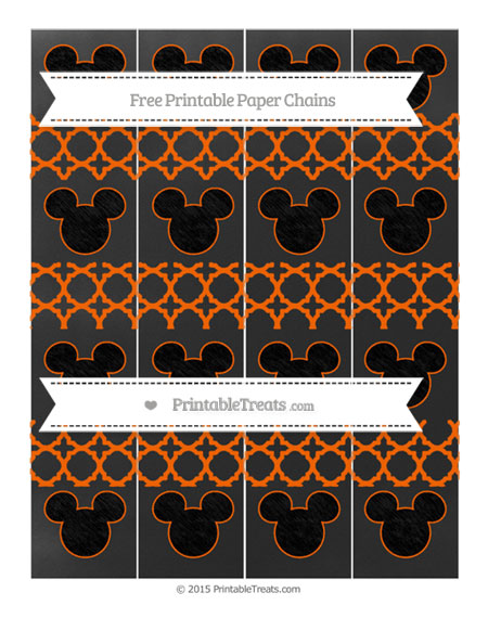 Free Safety Orange Quatrefoil Pattern Chalk Style Mickey Mouse Paper Chains