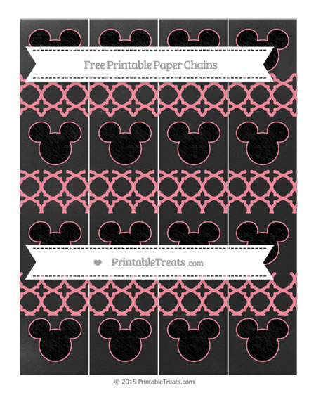 Free Salmon Pink Quatrefoil Pattern Chalk Style Mickey Mouse Paper Chains